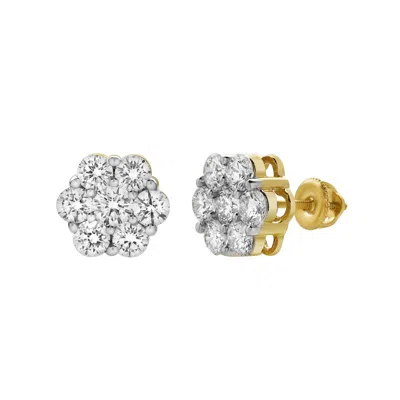 Lmj Women's Meadow Cluster Unisex Earrings In Yellow Gold Lab Grown Diamonds