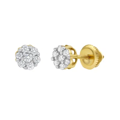 Lmj Women's Medi Cluster Stud Yellow Gold Diamond Earrings