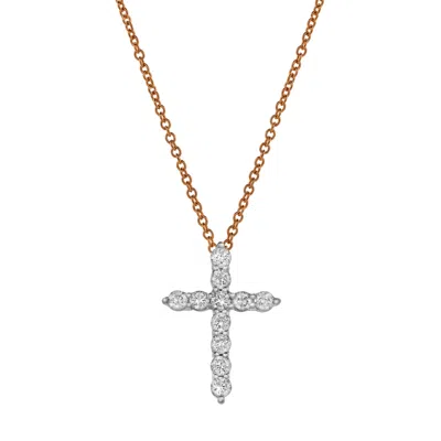 Lmj Women's Nazerath  Rose Gold Cross Diamond Pendant
