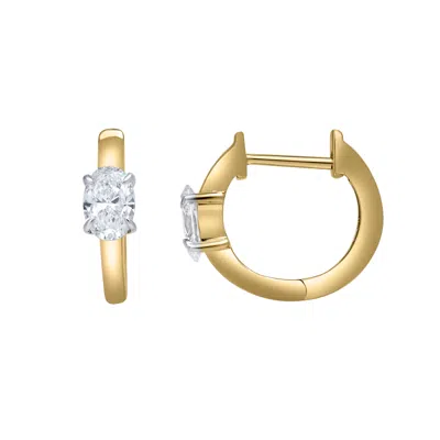 Lmj Women's Oval Obsession Yellow Gold Lab Grown Diamond Huggies