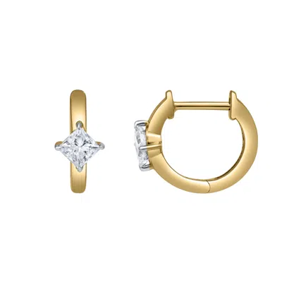 Lmj Women's Princess Charm Huggies Yellow Gold Lab Grown Diamond