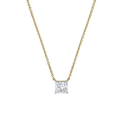 Lmj Women's Princess Charm  Yellow Gold Lab Grown Diamond Necklace