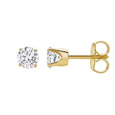 Lmj Women's Seraph Yellow Gold Lab Grown Round Solitaire Diamond Stud Earring