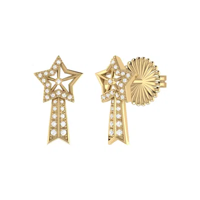 Lmj Women's Shooting Star Diamond Comet Earrings In  Gold Vermeil On Sterling Silver