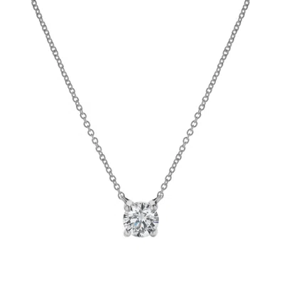Lmj Women's Silver Apollo White Gold Round Lab Grown Diamond Pendant
