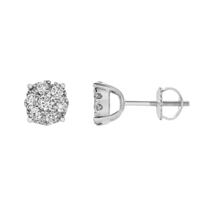 Lmj Women's Silver Ballmore White Gold Diamonds Unisex Earrings