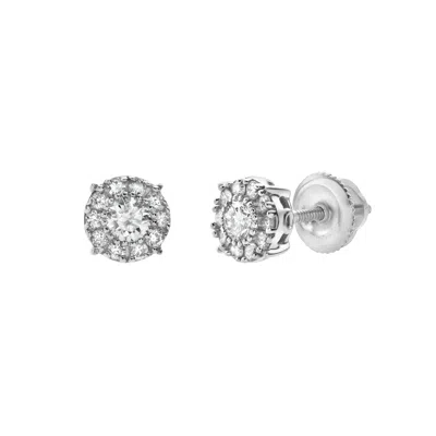 Lmj Women's Silver Blazers S White Gold Diamond Stud Earrings