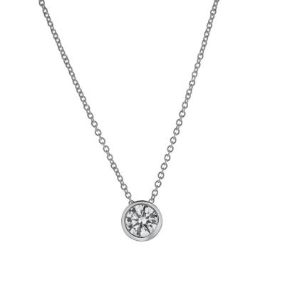 Lmj Women's Silver Carlyle White Gold Round Lab Grown Diamond Pendant