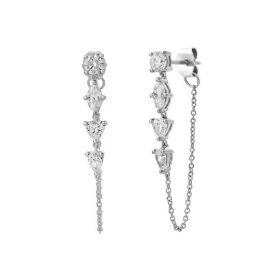Lmj Women's Silver Elenya White Gold Lab Grown Diamond Chain Earrings –