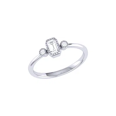 Lmj Women's Silver Emerald Cut Diamond Birthstone Ring In 14k White Gold