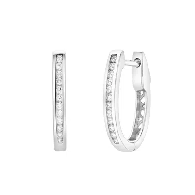 Lmj Women's Silver Florisse Channel-set Diamond Huggie Hoop Earrings In White Gold