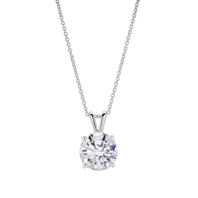 Lmj Women's Silver Lucent  White Gold Round Lab Grown Diamond Pendants