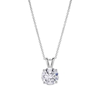 Lmj Women's Silver Lucent White Gold Round Lab-grown Diamond Pendants