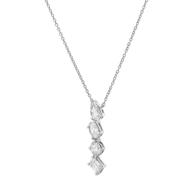 Lmj Women's Silver Nerisse White Gold Lab Grown Diamond Drop Necklace