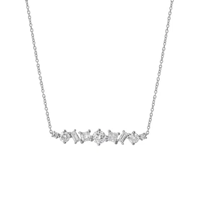 Lmj Women's Silver Oryssa Necklace Lab Grown Diamond In White Gold