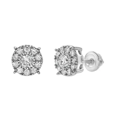 Lmj Women's Silver Rshack White Gold Diamond Stud Earrings