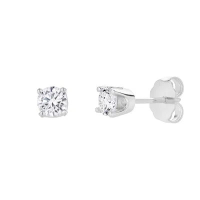Lmj Women's Silver Seraph White Gold Lab-grown Round Solitaire Diamond Earrings