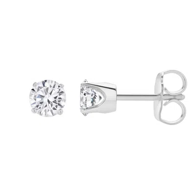 Lmj Women's Silver Seraph White Gold Round Lab Grown Diamond Solitaire Earrings