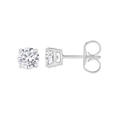 Lmj Women's Silver Valeria White Gold Lab-grown Round Solitaire Diamond Earring