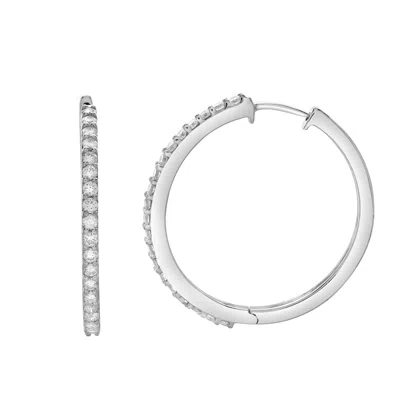 Lmj Women's Silver Violetta Classic Halfway Hoop Earrings In White Gold