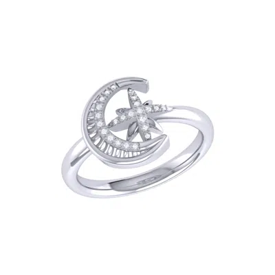 Lmj Women's Silver / White Moon-cradled Star Ring In Sterling Silver In Multi