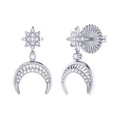 Lmj Women's Silver / White North Star Moon Crescent Earrings In Sterling Silver In Multi