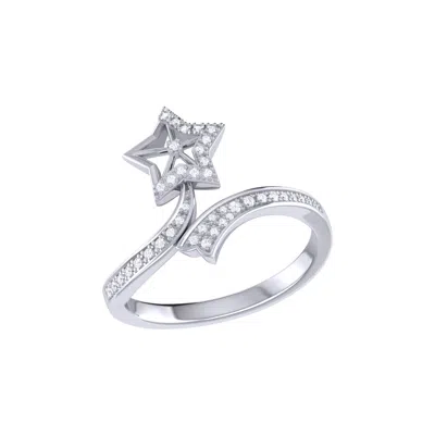 Lmj Women's White Lucky Star Twist Diamond Ring In Sterling Silver