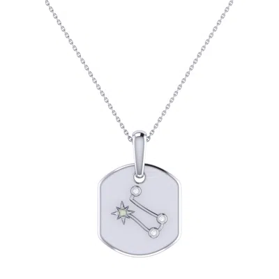 Lmj Women's White / Silver Gemini Twin Moonstone & Diamond Constellation Tag Pendant Necklace In Sterlin In Multi
