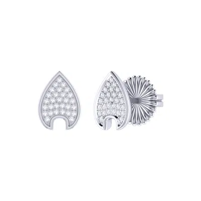Lmj Women's White / Silver Raindrop Stud Earrings In Sterling Silver In Multi