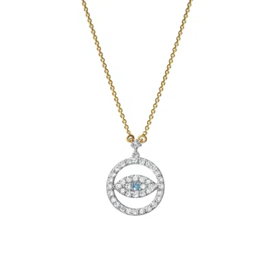 Lmj Women's Ziva Round Diamond Evil Eye & Blue Topaz Necklace In Yellow Gold