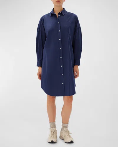 Lmnd Chiara Mid-length Classic Cotton Shirtdress In Blue