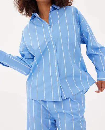 Lmnd Chiara Shirt In White/ink Blue In Multi
