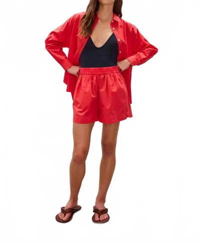 Lmnd Chiara Striped Cotton Shorts In Watermelon In Red