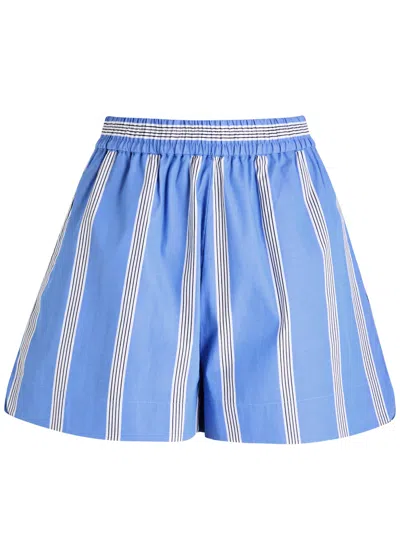 Lmnd Lemonade Chiara Striped Cotton-poplin Shorts In Blue