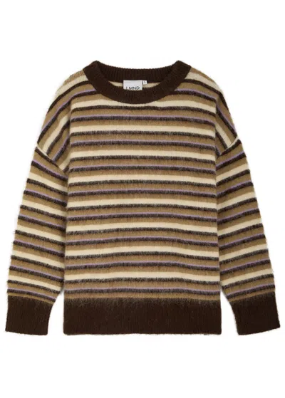 Lmnd Lemonade Dakota Striped Brushed-knit Jumper In Chocolate