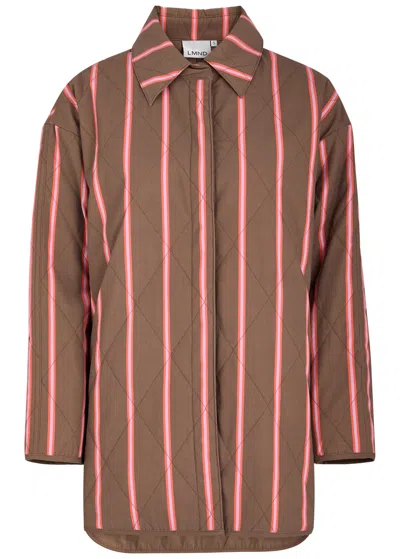 Lmnd Lemonade Parker Striped Quilted Jacket In Brown