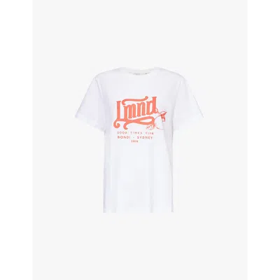 Lmnd Good Times Club Graphic-print Cotton-jersey T-shirt In White Solar