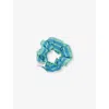 Lmnd Womens Striped-pattern Cotton Scrunchie Mystic Green In Mystic Green