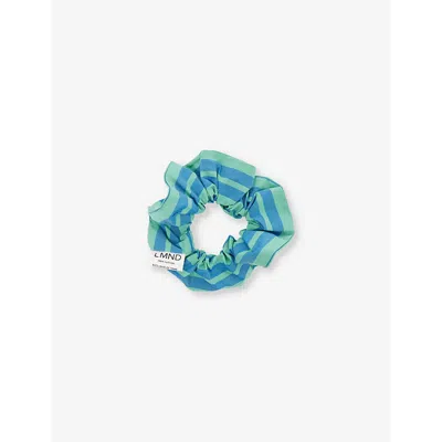 Lmnd Womens Striped-pattern Cotton Scrunchie Mystic Green