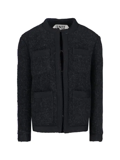 LN22 TEXTURED WOOL BLEND JACKET WITH ROUND NECKLINE