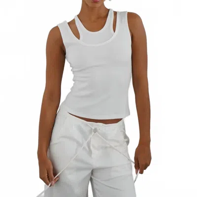 Lna Allen Rib Tank Top In White