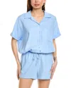 Lna Alpine Linen-blend Button-up Shirt In Blue