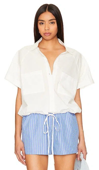 Lna Alpine Short Sleeve Button Up In White