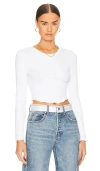 Lna Arya Cropped Long Sleeve Top In White