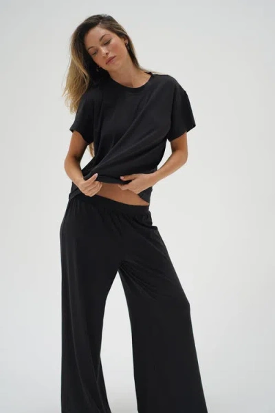 Lna Ava Oversized Spandex Jersey Tee In Black