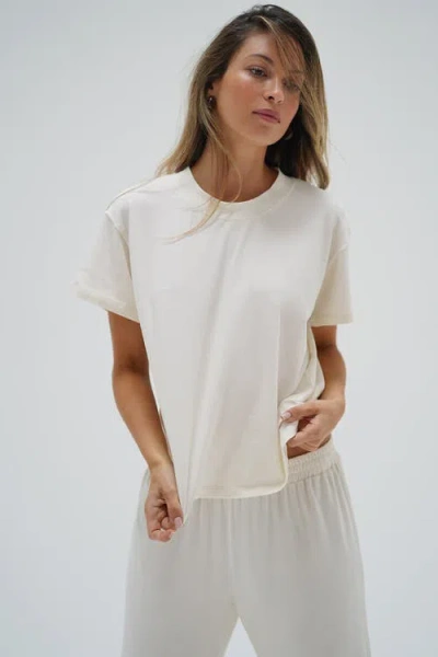 Lna Ava Oversized Spandex Jersey Tee In White
