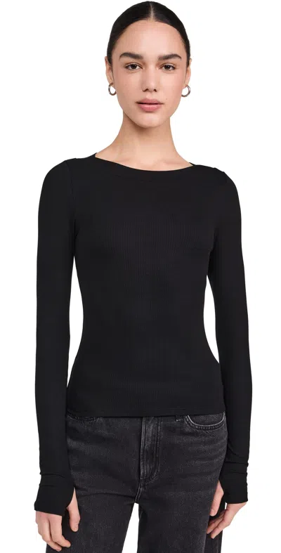 Lna Bellina Ribbed Long Sleeve Top Black