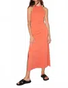 Lna Bib Halter Midi Dress In Orange Sunset In Multi