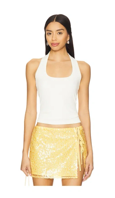 Lna Bradley Halter Top In Ivory