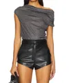 Lna Caliste Lurex Rib Top In Black